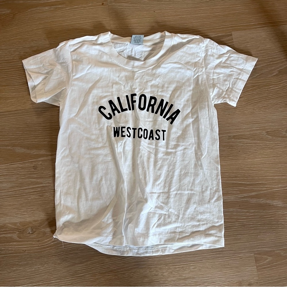 California west coast white tshirt black letters